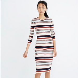 Ribbed multicolor striped midi dress